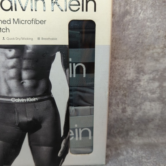 Calvin Klein Men's XL 3-Pack Refined Microfiber Stretch Boxer Briefs- Black Grey - Picture 3 of 6